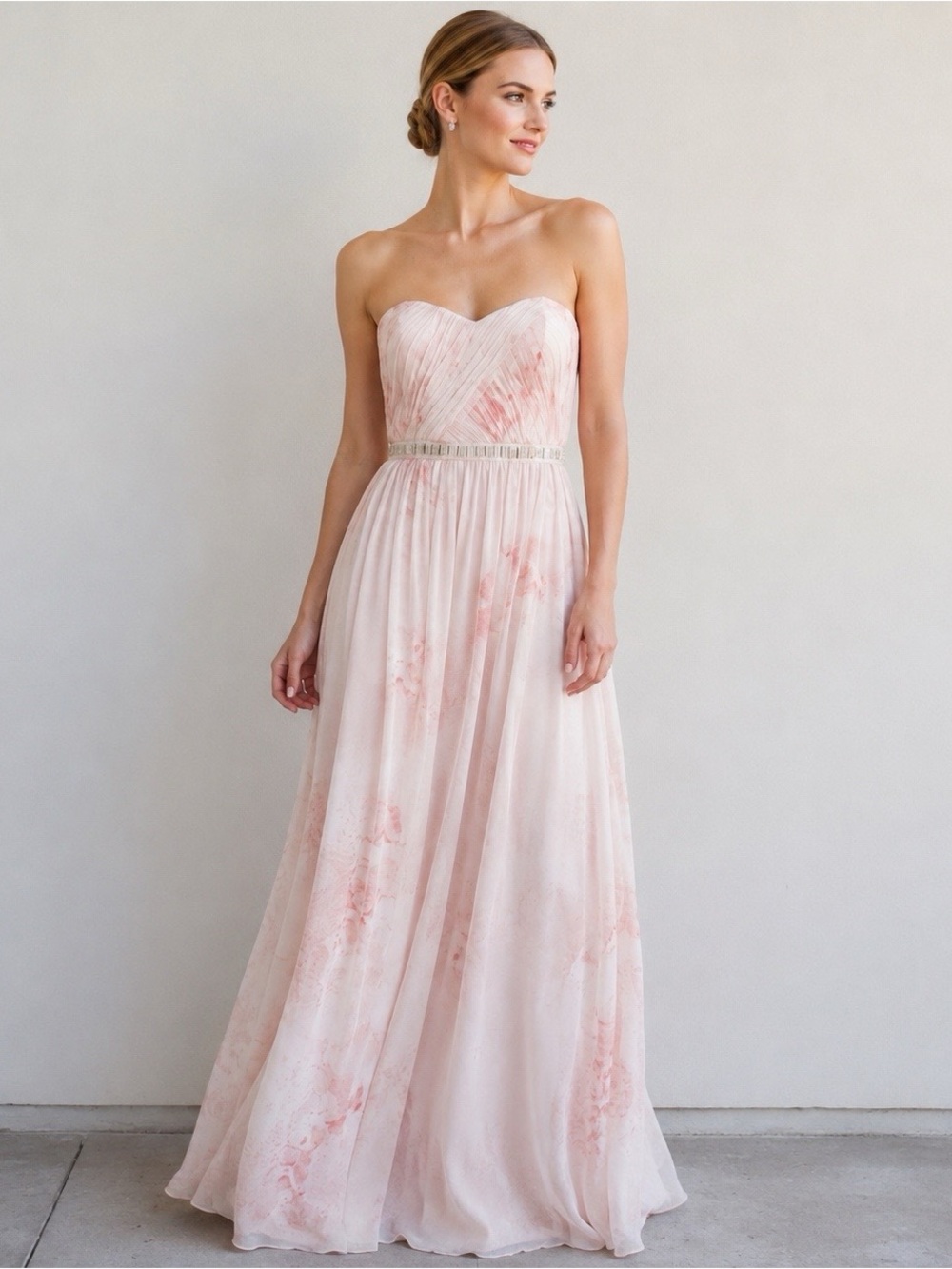 Erin by Erin Featherston pink strapless bustier gown